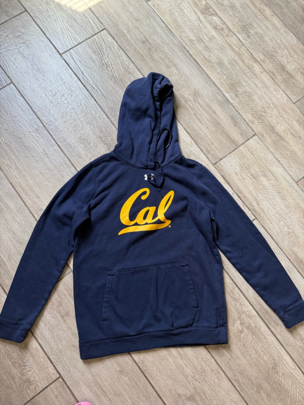 Under Armour Navy Blue Hoodie with Yellow Graphic